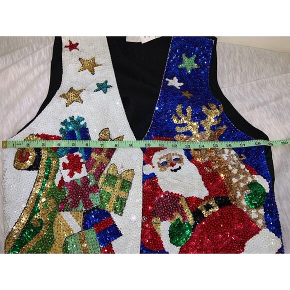 Ugly Christmas Sweater Sequin Vest Vintage 80s 90s - Picture 7 of 8